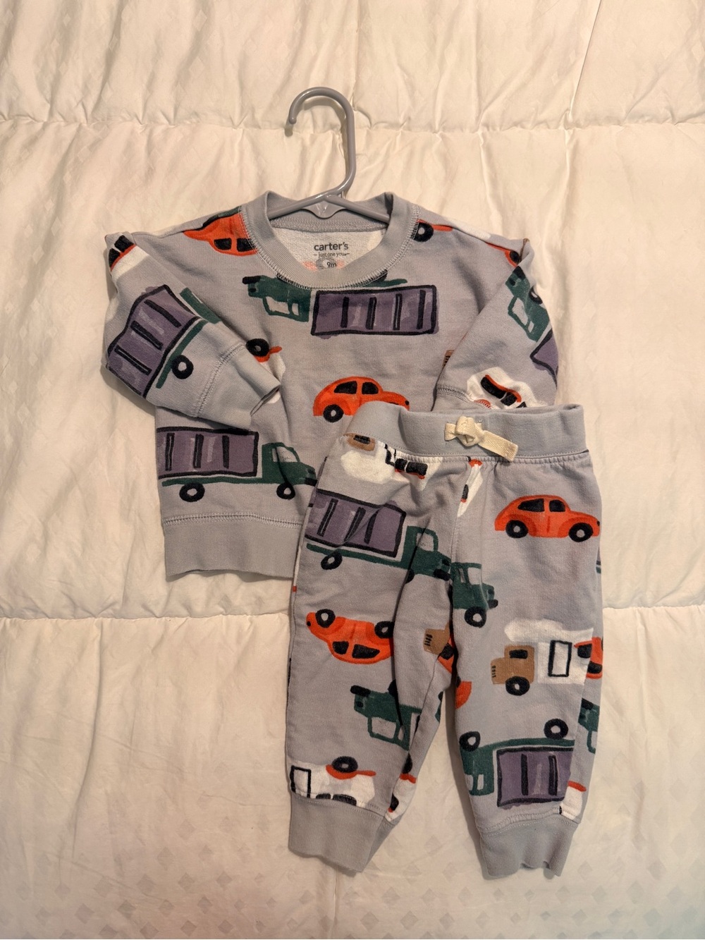 Carter's Light Gray Set with Car & Truck Prints